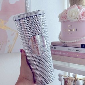 Starbucks Disney Park 100th Anniversary Silver Platinum Studded Tumbler Cup 🤩🫶